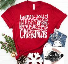Load image into Gallery viewer, Merry Christmas Word Art shirt