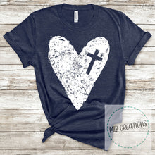 Load image into Gallery viewer, Distressed Heart With Cross Shirt