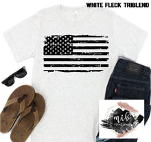 Load image into Gallery viewer, Distressed Black American Flag shirt