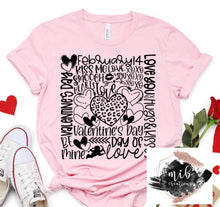 Load image into Gallery viewer, Leopard Heart Valentine Word Art shirt