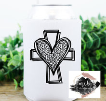 Load image into Gallery viewer, Leopard Heart & Cross Koozie