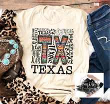 Load image into Gallery viewer, Leopard Serape Texas Word Art