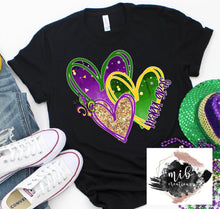Load image into Gallery viewer, Mardi Gras Hearts shirt