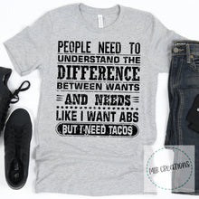 Load image into Gallery viewer, People Need To Understand The Difference Between Wants And Needs Shirt