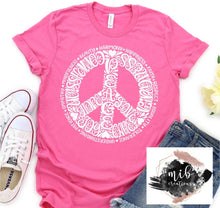 Load image into Gallery viewer, Peace Sign Word Art Shirt