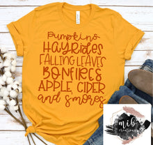 Load image into Gallery viewer, Pumpkins, Hayrides, Falling Leaves Shirt
