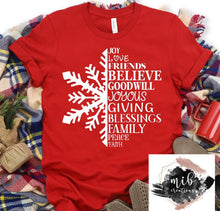 Load image into Gallery viewer, Snowflake Word Art Shirt