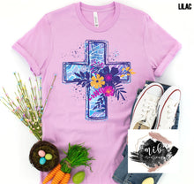 Load image into Gallery viewer, Stained Glass Cross with Flowers