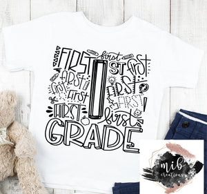 1st Grade Typography Youth shirt