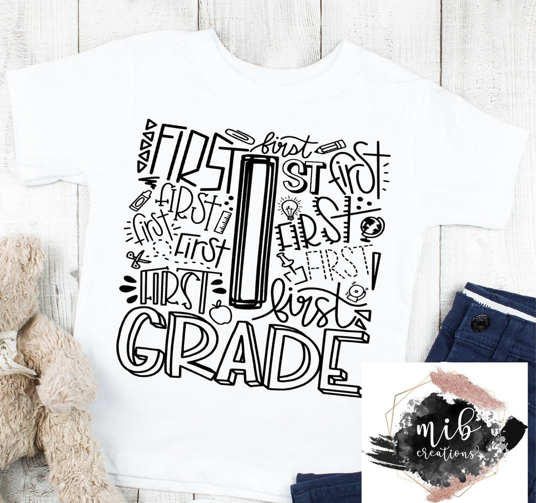 1st Grade Typography Youth shirt