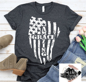 Amazing Grace Distressed Flag Shirt