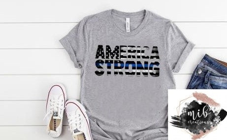 America Strong Black & Blue Flag Shirt