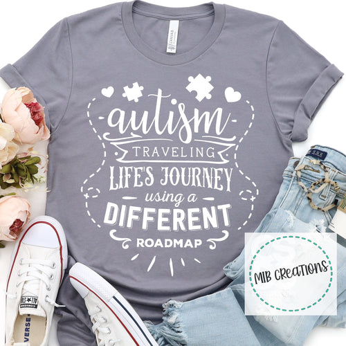 Autism Traveling Life's Journey Using A Different Roadmap Shirt