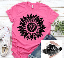 Load image into Gallery viewer, Distressed Sunflower with Heart Shirt
