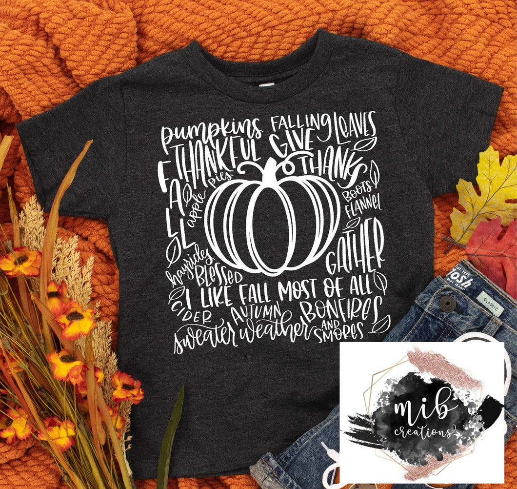 Fall Pumpkin Typography Youth Shirt