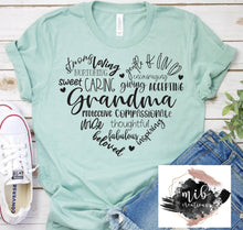 Load image into Gallery viewer, Grandma Heart Word Art shirt
