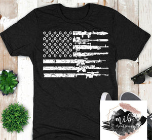 Guns And Bullets American Flag Shirt