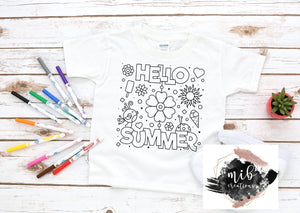 Hello Summer Color Your Own Youth Shirt