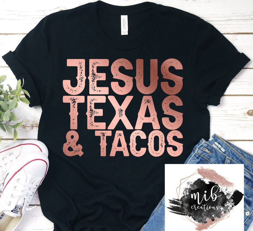 Jesus Texas & Tacos Rose Gold Shirt