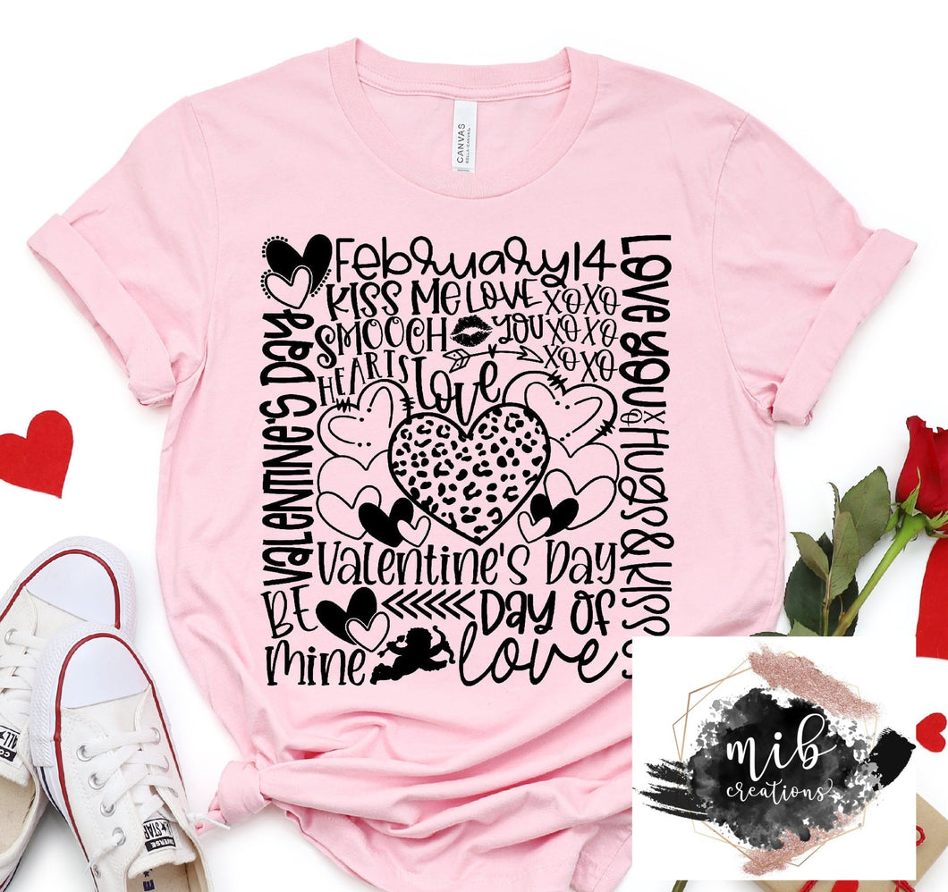 Leopard Heart Valentine Word Art shirt