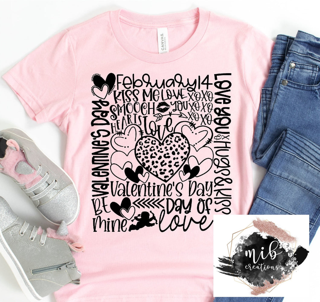 Leopard Heart Valentine Word Art YOUTH shirt
