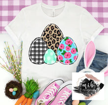 Load image into Gallery viewer, Plaid Leopard Floral Easter Eggs shirt
