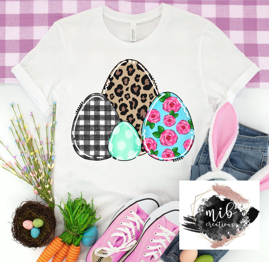 Plaid Leopard Floral Easter Eggs shirt