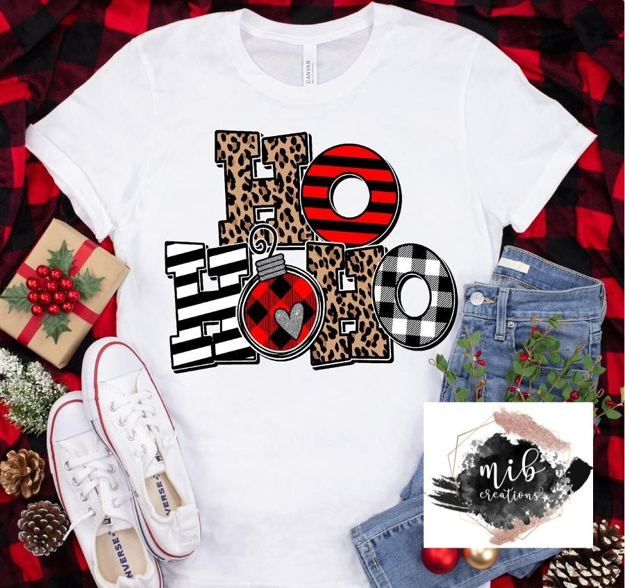 Leopard and Buffalo Plaid Ho Ho Ho