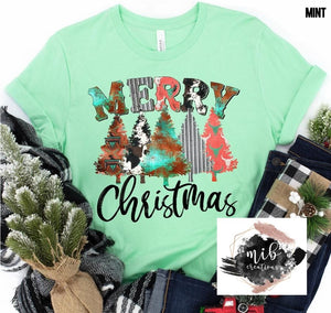 Merry Christmas Metal & Cowhide Trees