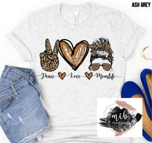 Load image into Gallery viewer, Peace Love Momlife Leopard shirt
