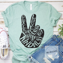 Load image into Gallery viewer, Peace Sign Hand Word Art Shirt
