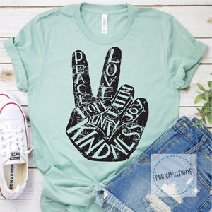 Peace Sign Hand Word Art Shirt