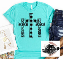 Load image into Gallery viewer, Plaid and Leopard Crosses shirt
