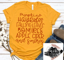 Load image into Gallery viewer, Pumpkins, Hayrides, Falling Leaves Shirt
