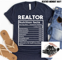 Load image into Gallery viewer, Realtor Nutrition Facts shirt
